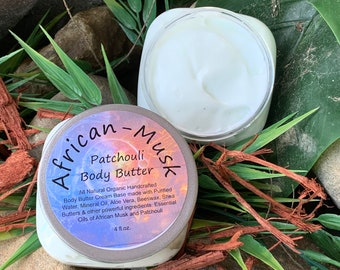 African Musk Patchouli ,Body Butter,Organic Body Butter,Moisturizing Body Butter,Natural Body Butter,Whipped Body Butter,4 oz