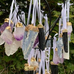 Ornaments,Crystal Ornament,Christmas Ornament, Blue Kyanite, Black Tourmaline, Citrine Ornament ,Quartz, Selenite Ornament,Amethyst Ornament