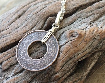 Authentic 1943 Indian Copper Coin Pendant, Sterling Silver, Historical Jewelry