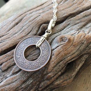 Authentic ancient coin pendant, Antique Indian coin, men&#39;s pendant, coin silver pendant, 1 pice coin, Copper coin, historical gift, Rustic