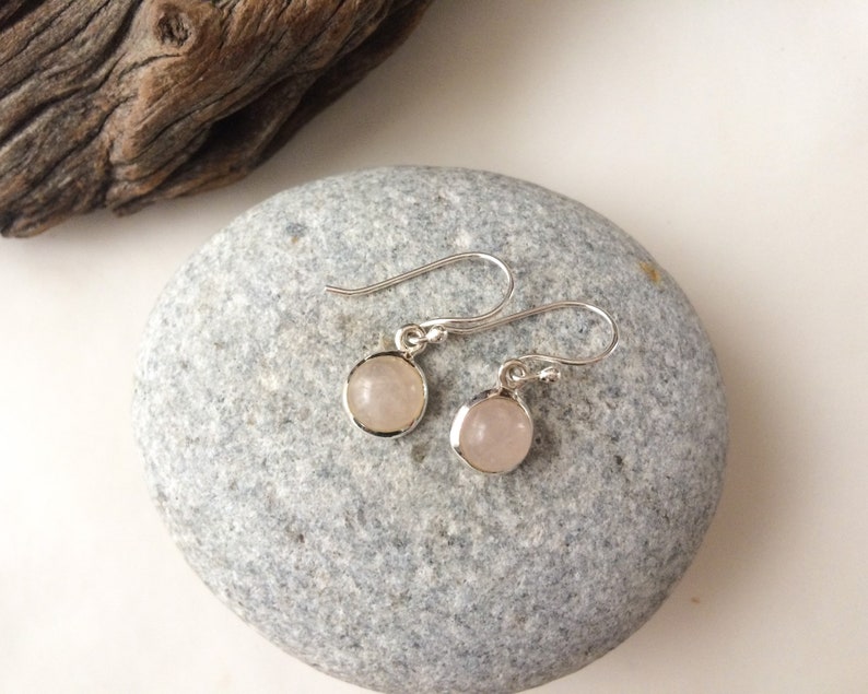 Rose quartz earrings Natural Rose quartz sterling silver earrings Rose quartz set Round pink stone earrings dangle gemstone earrings