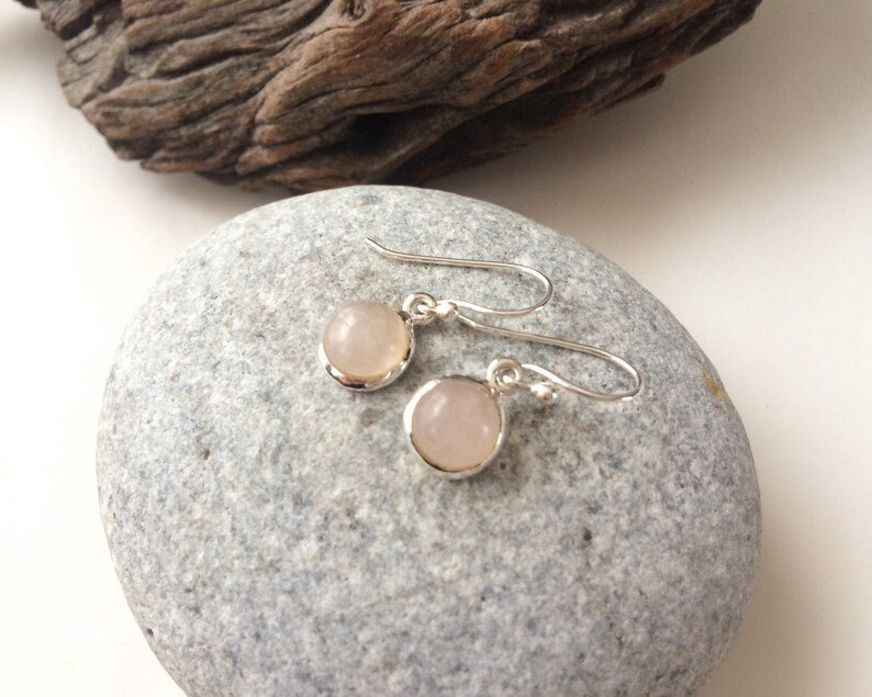 Rose quartz earrings Natural Rose quartz sterling silver earrings Rose quartz set Round pink stone earrings dangle gemstone earrings