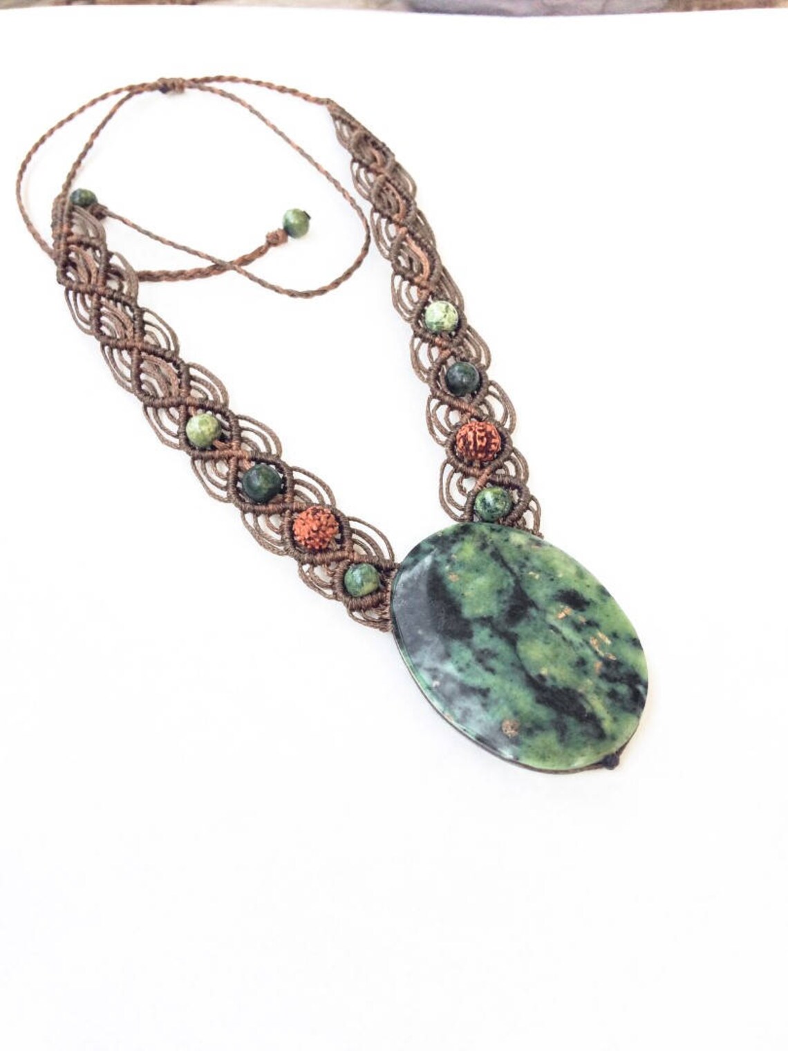 South African Jade Necklace Jade Macrame Necklace Large Etsy UK