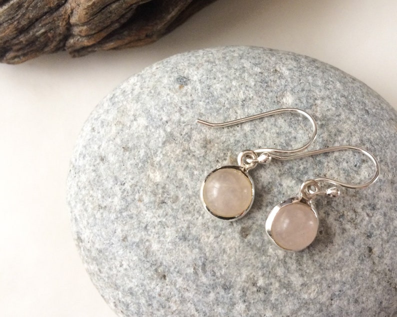 Rose quartz earrings Natural Rose quartz sterling silver earrings Rose quartz set Round pink stone earrings dangle gemstone earrings