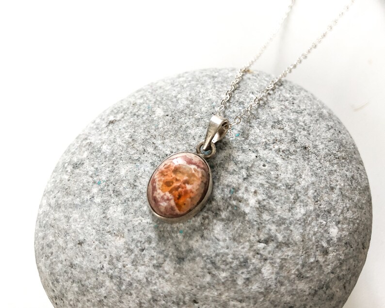 Orange fire Opal pendant Fire opal jewelry Tiny oval opal pendant Small opal pendant Men pendant, Mexican Opal sterling silver pendant
