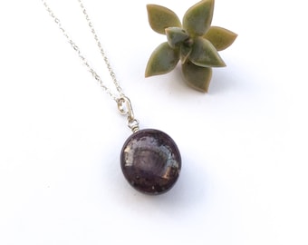 Natural Star Ruby Pendant, Sterling Silver, Round Gemstone Necklace