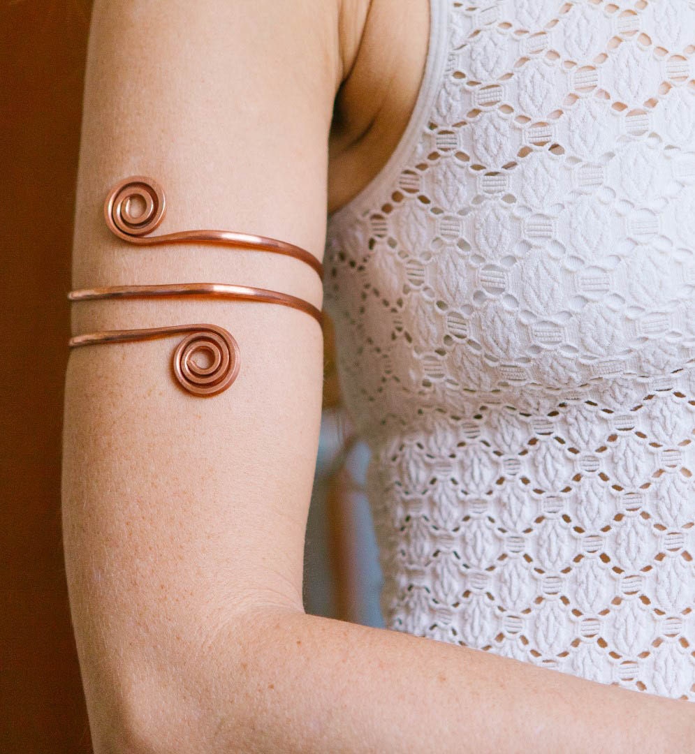 Copper arm cuff Upper Arm bracelet armlet arm cuff spiral Etsy