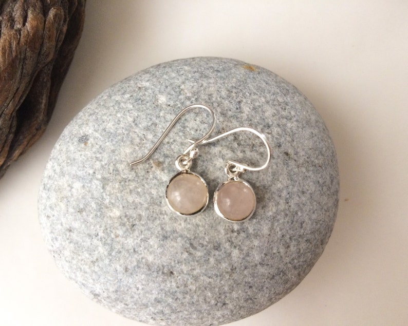 Rose quartz earrings Natural Rose quartz sterling silver earrings Rose quartz set Round pink stone earrings dangle gemstone earrings