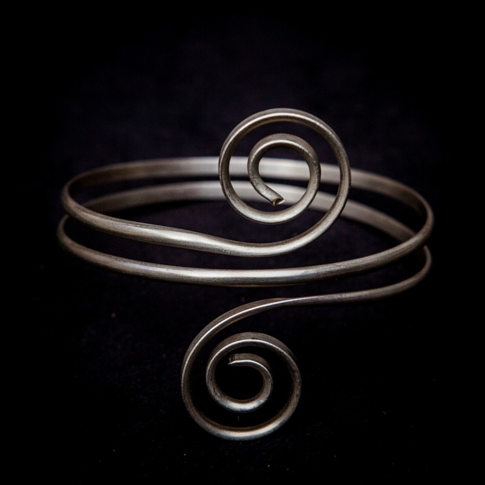 Silver Arm Cuff Upper Arm Bracelet Double Wrap Armlet Etsy