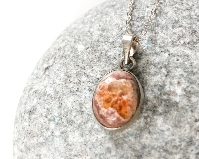Orange fire Opal pendant Fire opal jewelry Tiny oval opal pendant Small opal pendant Men pendant, Mexican Opal sterling silver pendant