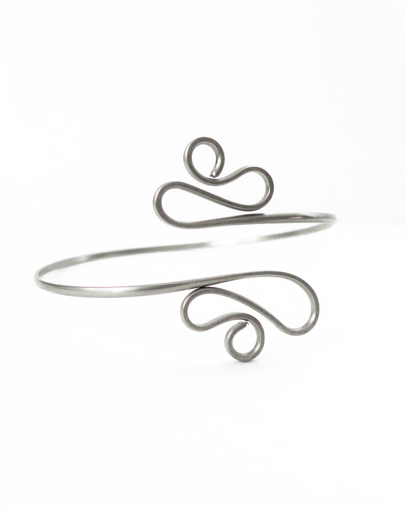 Silver Arm Cuff Upper Arm Bracelet Simple Armlet Gypsy Etsy