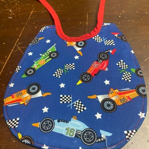 Race car baby bib