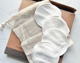 Wiederverwendbare Bambus Make-up-Entferner-Pads | Kulturbeutel aus Bio-Baumwolle, 12er Pack