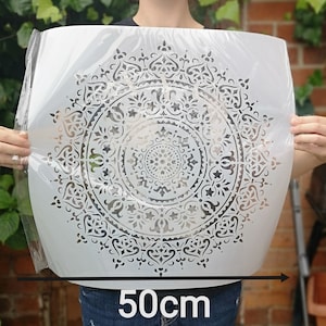 Large Reusable Plastic Template, Mandala Design Stencil Wall Art, Indian Pattern for Painting onto Wall and Furniture Stencils DIY