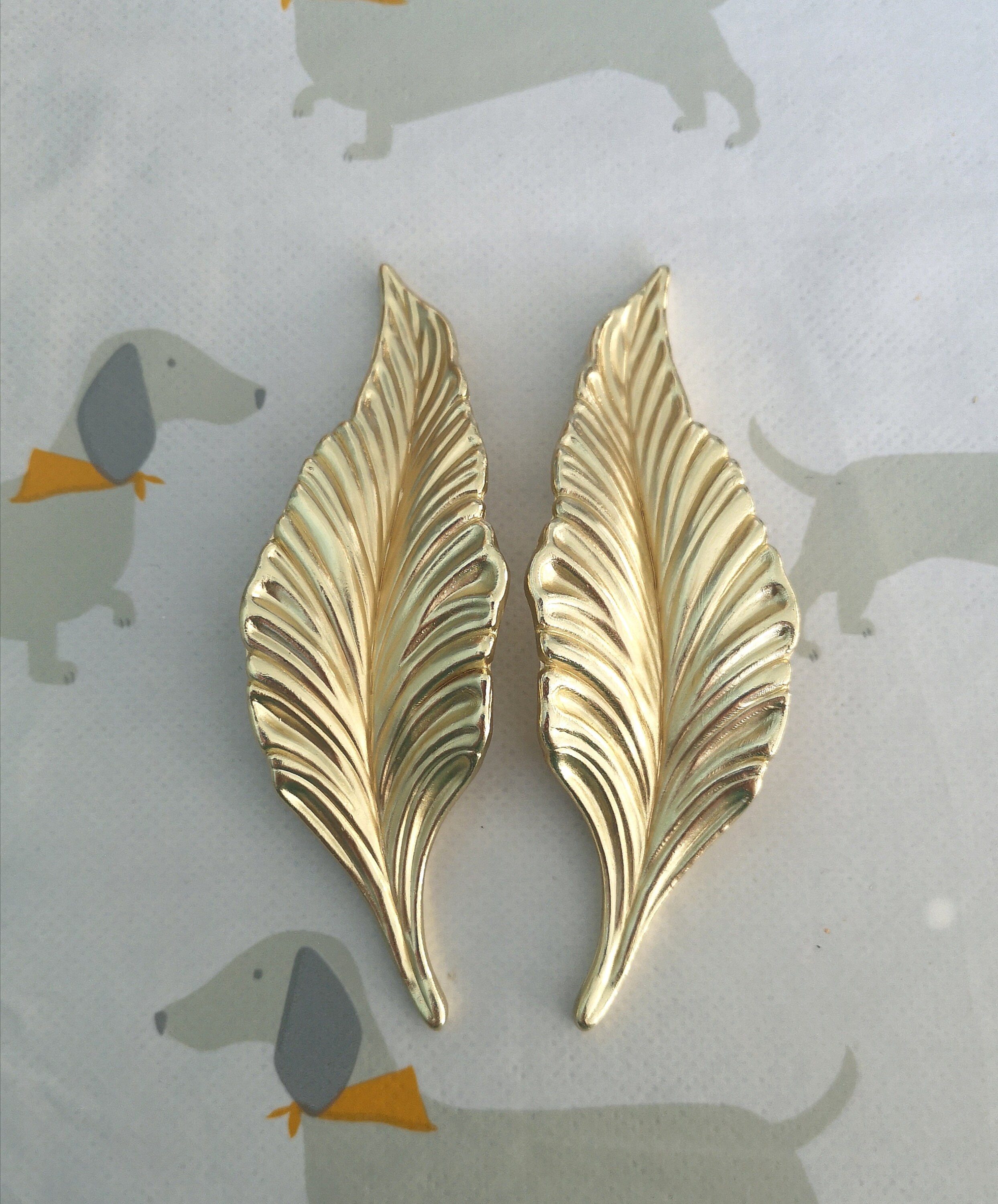 Set of 2 Vintage Gold Leaf Handles Leaf Knobs for Furniture Etsy UK