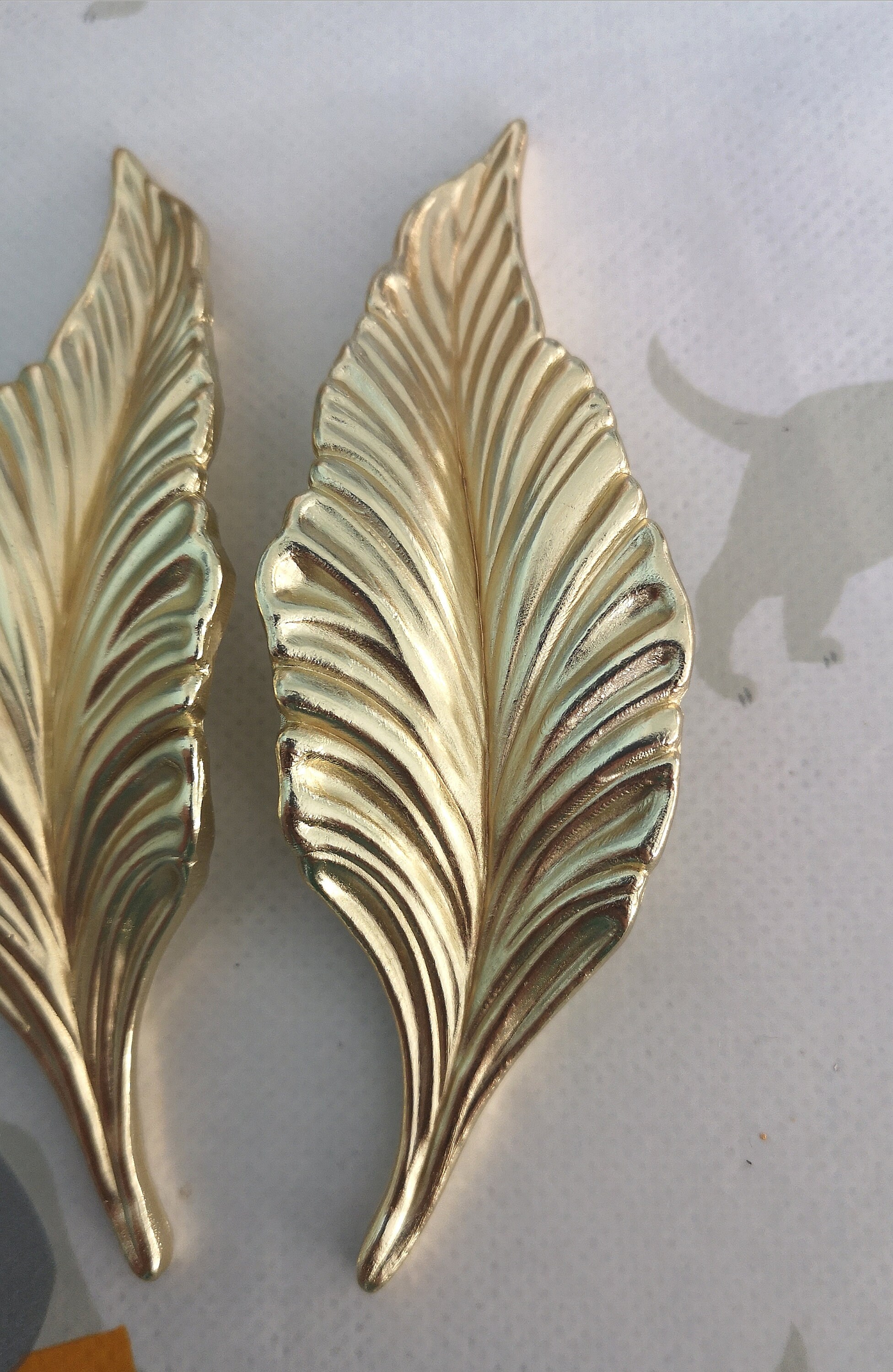 Set of 2 Vintage Gold Leaf Handles Leaf Knobs for Furniture Etsy UK