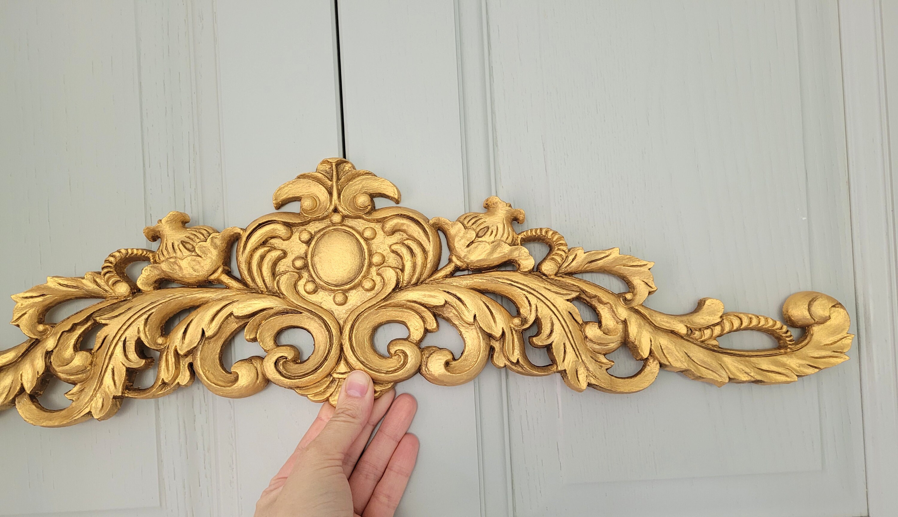 Pintici Wandreliëf 3D ivoor Goud Rococo Repro Wanddecoratie Barok Ornament Applique 60x19 cm Muurschildering Deco Deurboog Wandbehang Muursculptuur Accessoires C1500 IvoorGold