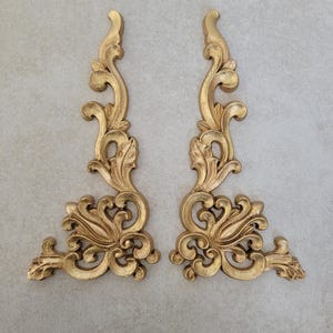 Set of 2 left and right L shape corner pieces for decorating frame, 2 gold Corner onlay for staircase decoration, floral ornate decorative