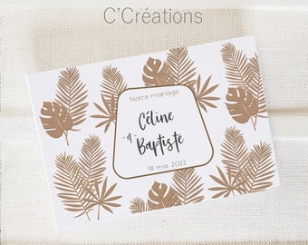 Customizable wedding guest book {Jungle} white and kraft colors