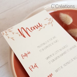 Menù {Terracotta} per il tuo matrimonio, battesimo o compleanno - menù personalizzato nei colori avorio e terracotta per decorazioni rustiche
