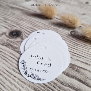 Etiquettes personnalisées { Lin Nature } pour mariage, baptême ou tout événement festif
