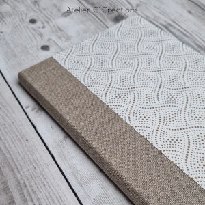 Livre d'or mariage { Lin Chic } toile de lin et papier motif point doré
