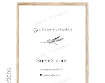 Customizable Follow us { Lin Nature } poster, for wedding, baptism or birthday