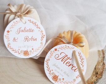 Personalized {Happy Flower} labels for wedding, baptism or any festive event