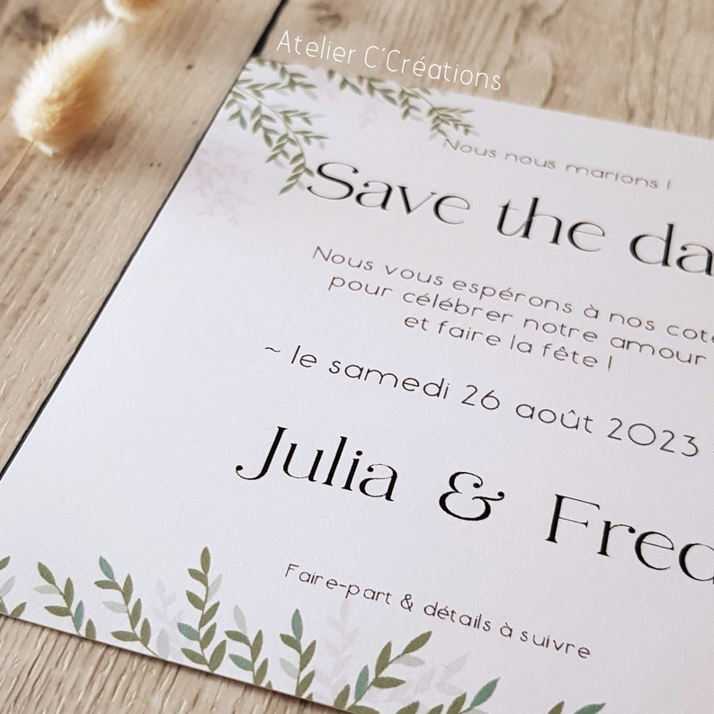 Save the date Wedding Charmille personalized Digital Format / Kraft card with envelope image 3