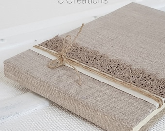 Wedding guest book {Foglio} linen, lace and satin