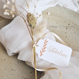 Marque place, tag personnalisées { Happy Flower } pour mariage, fiançailles, baptême, anniversaire ou tout événement festif