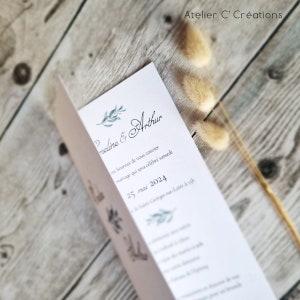 Faire-part Mariage ou baptême { Herbier } personnalisé -  Carte pliée et graphisme feuillage