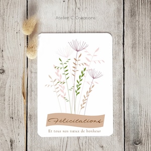 Congratulations Card {Wild Grass} Wedding, birthday, birth, engagement, white color and wildflower graphics