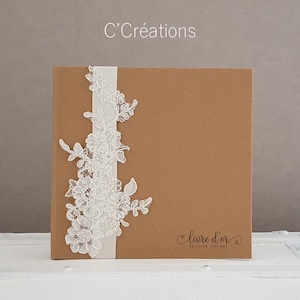 Livre d'or mariage { Calais & Kraft } coloris ivoire et brun kraft, personnalisable