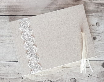 Wedding guest book {Foglio} linen, lace and satin