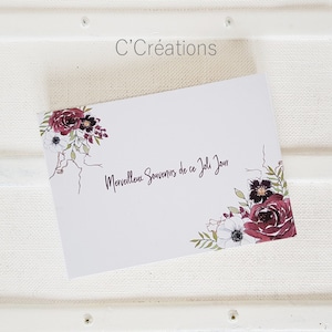 Libro degli ospiti per matrimonio {Boho} bouquet di fiori acquerellati nei colori bianco e bordeaux
