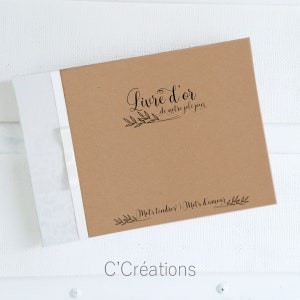 Livre d'or mariage, baptême ou anniversaire - Collection { Kraft Nature} - Coloris kraft, brun et ivoire