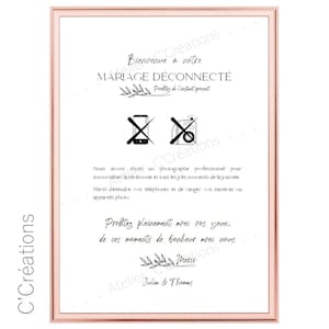Affiche Livre d'or personnalisable { Mariage déconnecté }  Format 13x18 cm / A5 / A4 / A3 / numérique