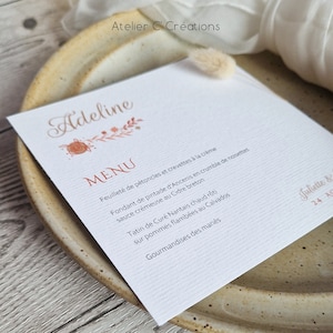 Menu { Happy Flower } pour mariage ou baptême, ambiance champêtre, automne, colorful et plein de pep's