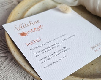 Menu { Happy Flower } pour mariage ou baptême, ambiance champêtre, automne, colorful et plein de pep's