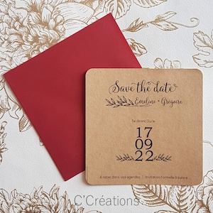 Save the date Mariage { Kraft Nature } personnalisé - Format Numérique / Carte kraft avec enveloppe