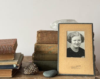 Vintage Black and White Portrait in Studio Frame: Farmhouse Table Decor