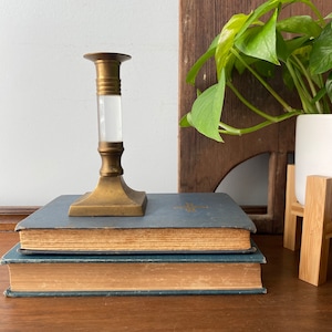 Mid-Century Brass and Lucite Candlestick Holder: Vintage Home Decor