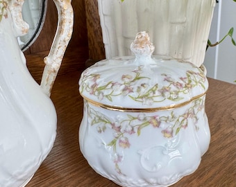Antique French Porcelain Limoges Sugar Bowl, Charles Ahrenfeldt