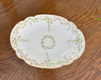 Antique French Limoges Oval Porcelain Serving Dish, 6 1/2" x 5" Dish