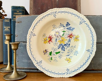 Antique Ridgways Shelton "Cornwall" Soup Bowl: Floral English China (8")