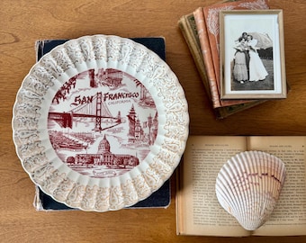 Vintage San Francisco Souvenir Plate: Mid-Century Gold & Wine Decor