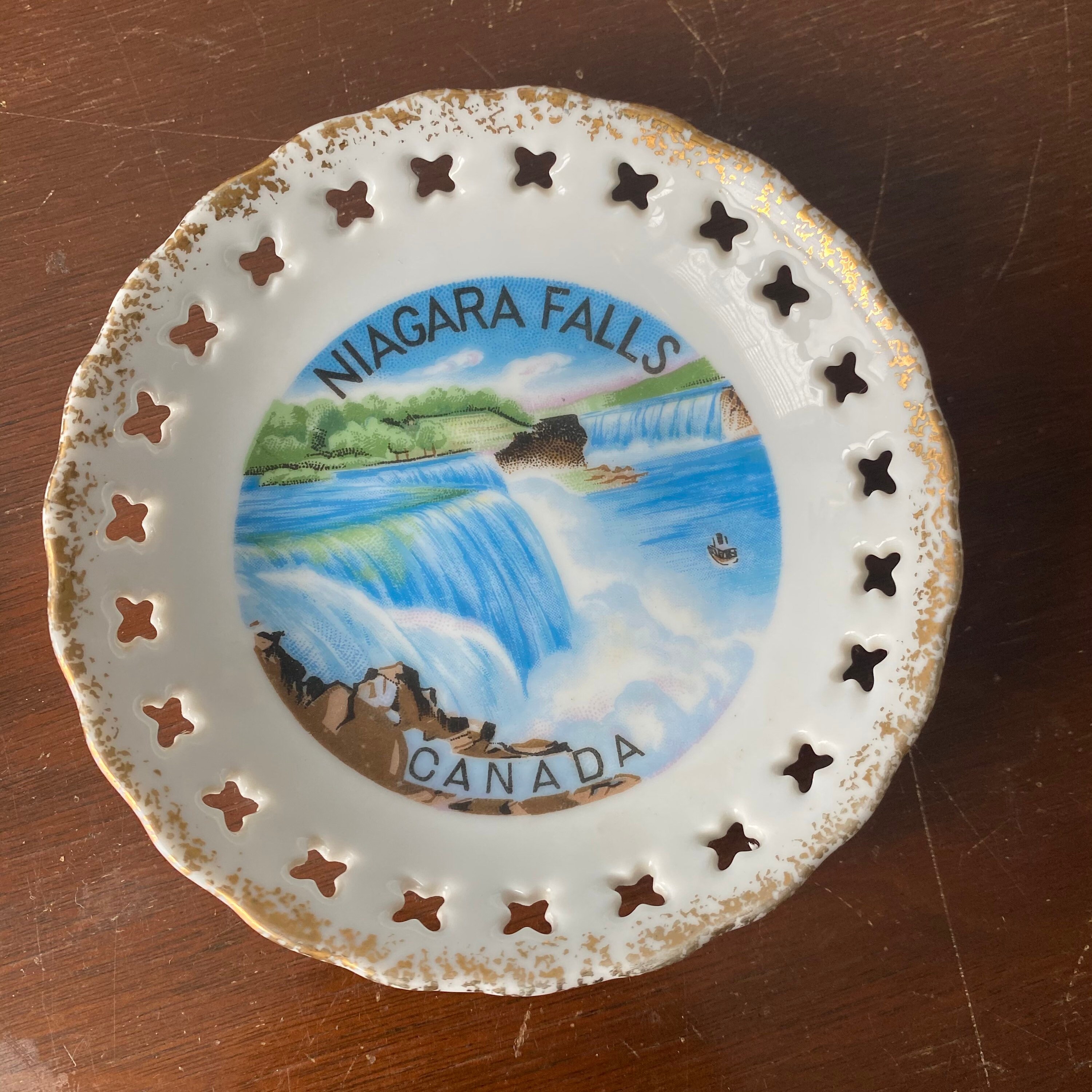 Midcentury Souvenir Plates 5 Ceramic Gold and Orange Etsy Australia