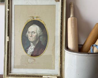 Antique George Washington Litho in Chippy Frame, 19 1/2" x 14"