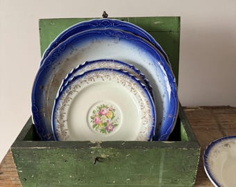 Vintage Flow Blue China: French Saxon Saucer or Dessert Bowl